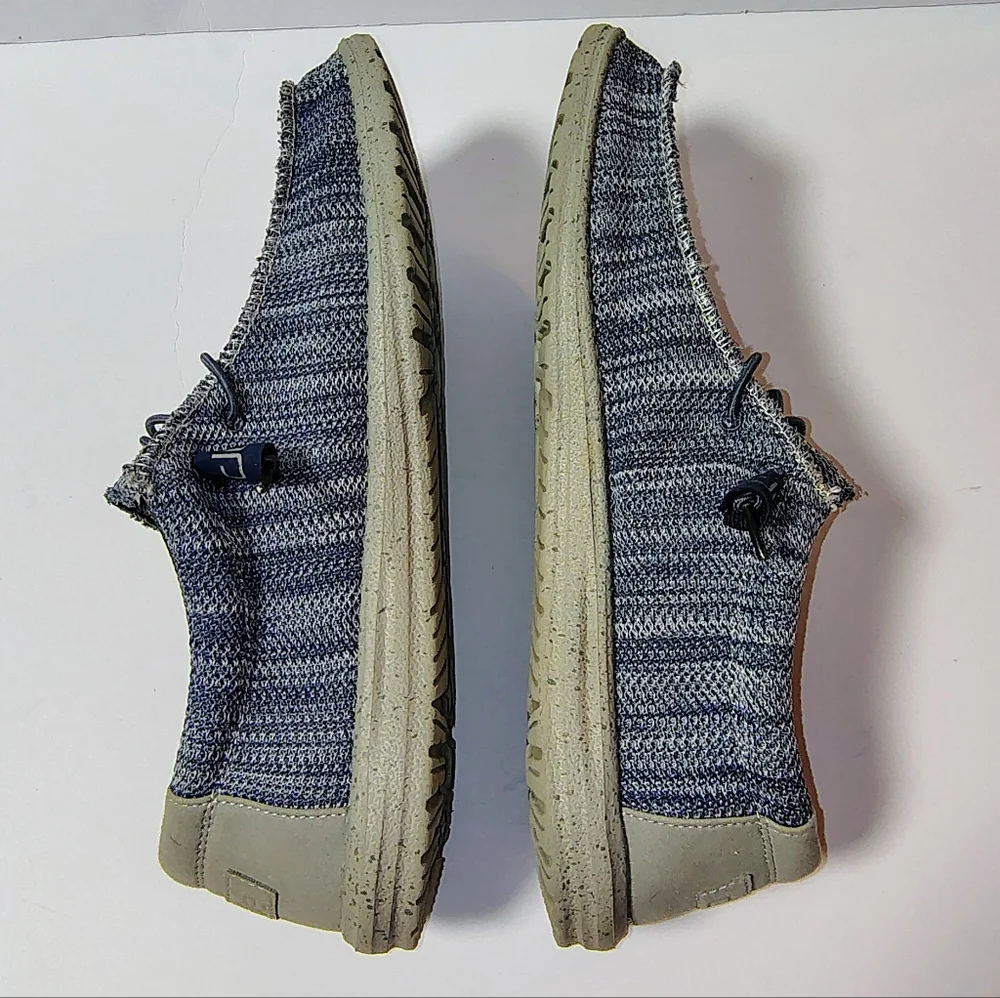 Hey Dude Men's Wally Sox Steel Blue Grey Slip-On Knit Comfort Loafers Size 13